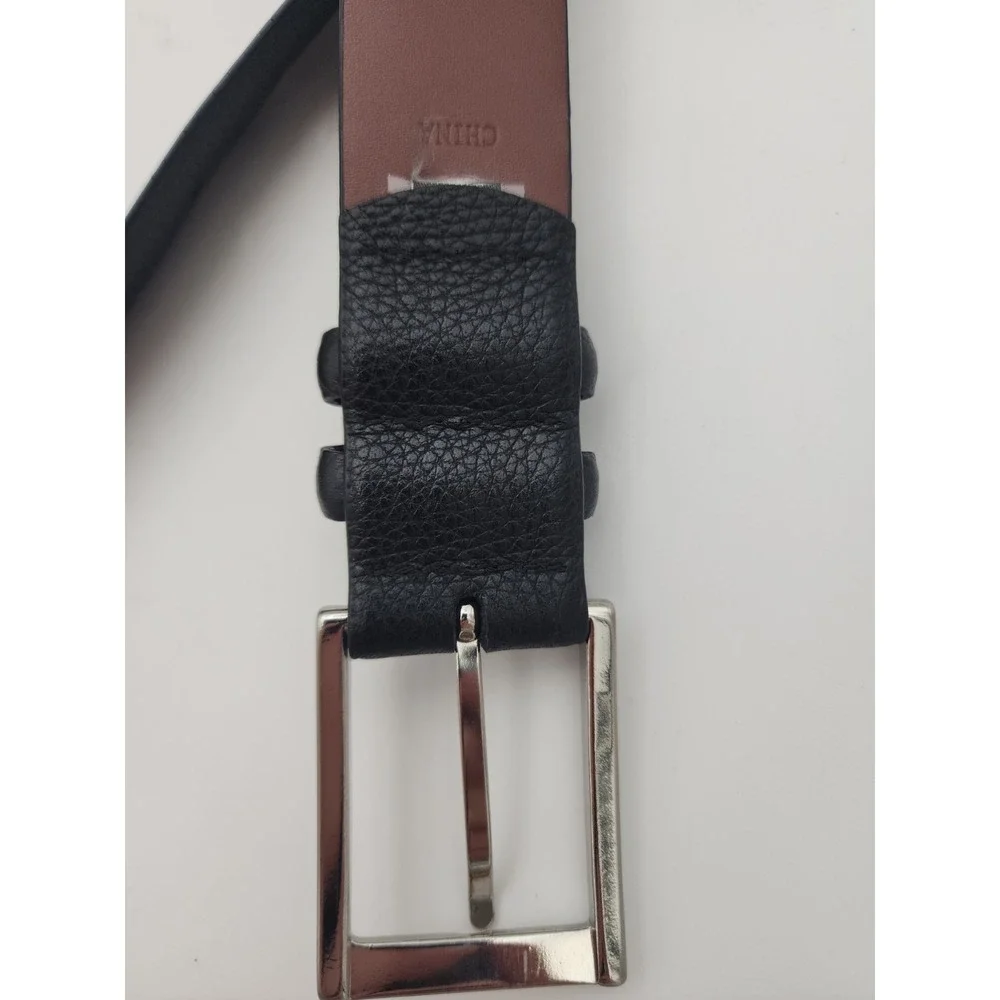 Daniel Cremieux Black Belt Silver Tone Buckle Double Loop Italian Leather Sz 40